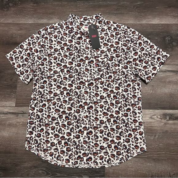 Levi's Men's Floral Print Shirt Short Sleeve Size Large NWT - Picture 1 of 6